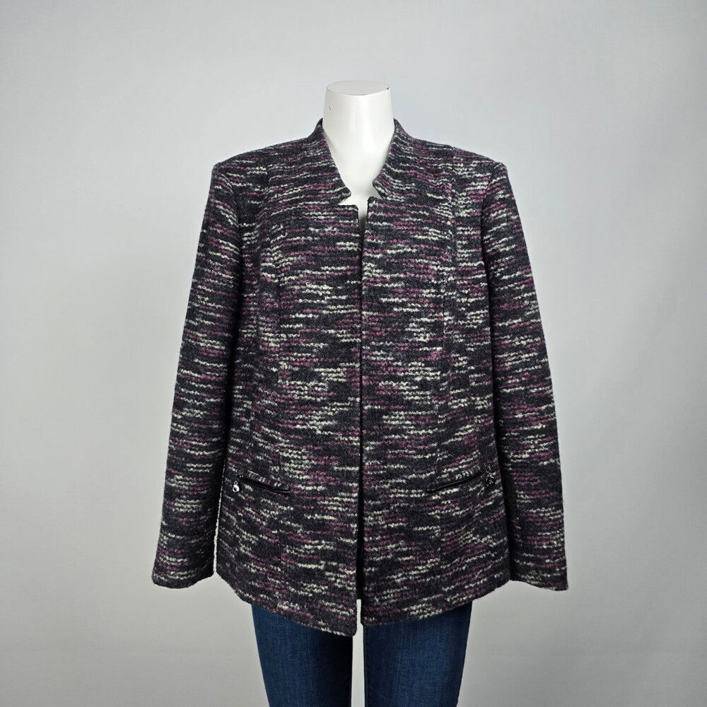 Laura Purple Tweed Blazer Light Jacket Size 14